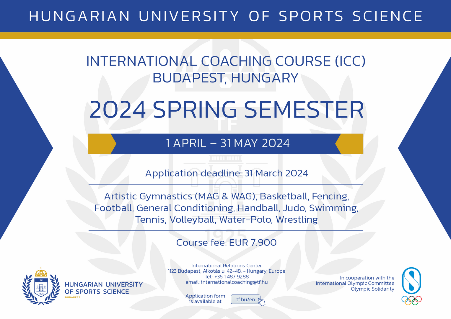 HUSS International Coaching Course flyer