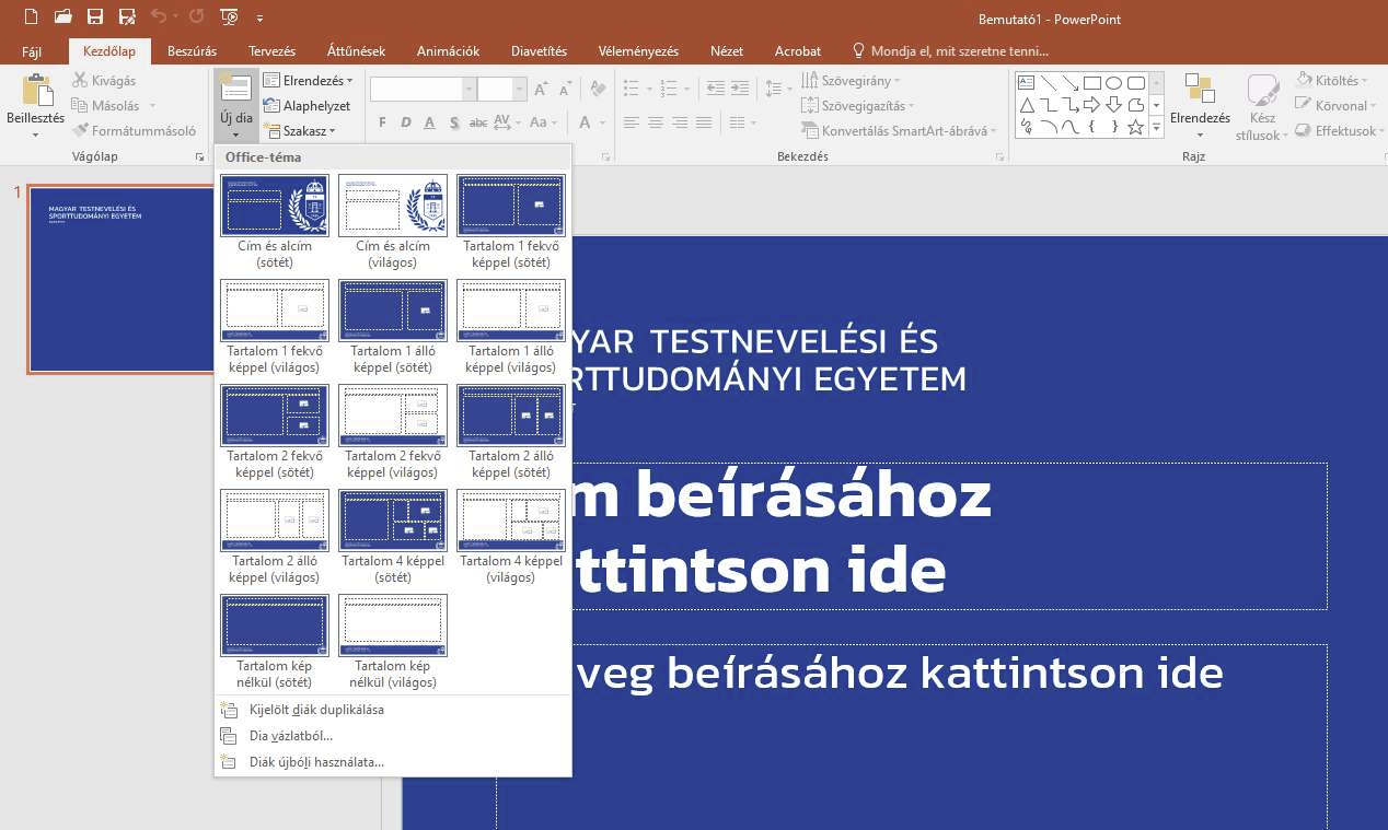 Powerpoint: új dia